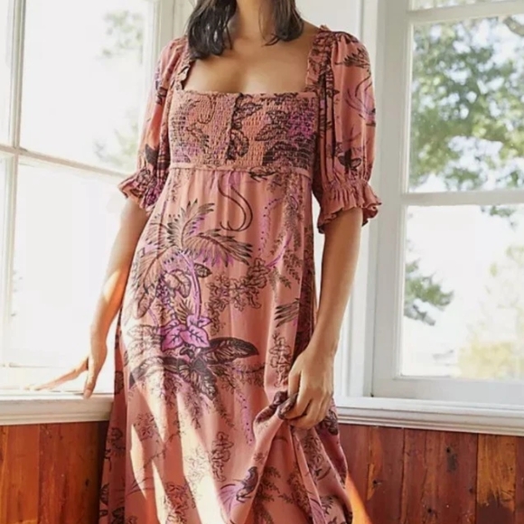 Anthropologie Floral Pink Dress - Picture 1 of 7
